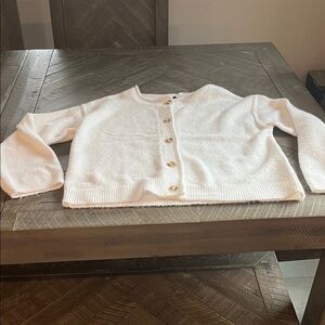 Adrienne Vittadini White Button-Up Cardigan